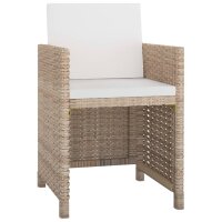 vidaXL 11-tlg. Garten-Essgruppe mit Auflagen Poly Rattan Beige