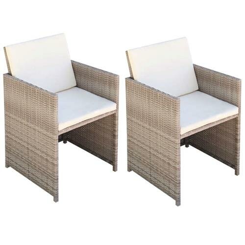 vidaXL Gartenst&uuml;hle 2 Stk. mit Polstern und Kissen Poly Rattan Beige