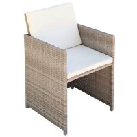 vidaXL Gartenst&uuml;hle 2 Stk. mit Polstern und Kissen Poly Rattan Beige