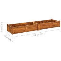 vidaXL Garten-Hochbeet Akazienholz 200x50x25 cm