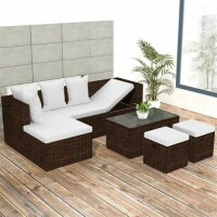 vidaXL 4-tlg. Garten-Lounge-Set mit Auflagen Poly Rattan...