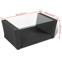 vidaXL 4-tlg. Garten-Lounge-Set mit Auflagen Poly Rattan Schwarz