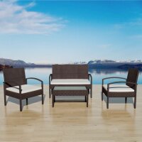 vidaXL 4-tlg. Garten-Lounge-Set mit Auflagen Poly Rattan...