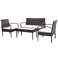 vidaXL 4-tlg. Garten-Lounge-Set mit Auflagen Poly Rattan...