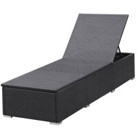 vidaXL Sonnenliege mit Auflage Poly Rattan Schwarz