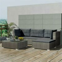 vidaXL 5-tlg. Garten-Lounge-Set mit Auflagen Poly Rattan...