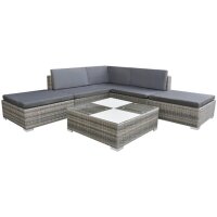 vidaXL 6-tlg. Garten-Lounge-Set mit Auflagen Poly Rattan...