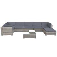 vidaXL 8-tlg. Garten-Lounge-Set mit Auflagen Poly Rattan Grau