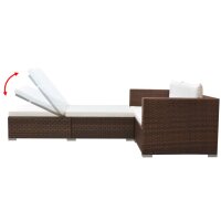 vidaXL 3-tlg. Garten-Lounge-Set mit Auflagen Poly Rattan Braun