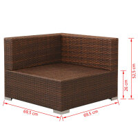 vidaXL 3-tlg. Garten-Lounge-Set mit Auflagen Poly Rattan Braun