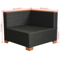 vidaXL 10-tlg. Garten-Lounge-Set mit Auflagen Poly Rattan Schwarz