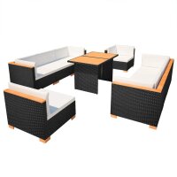 vidaXL 10-tlg. Garten-Lounge-Set mit Auflagen Poly Rattan...