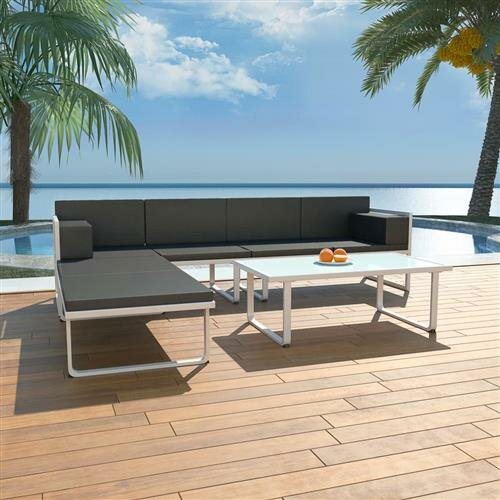 vidaXL 4-tlg. Garten-Lounge-Set mit Auflagen Aluminium Schwarz