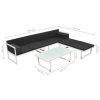 vidaXL 4-tlg. Garten-Lounge-Set mit Auflagen Aluminium Schwarz