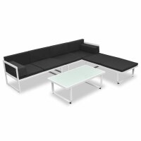 vidaXL 4-tlg. Garten-Lounge-Set mit Auflagen Aluminium...