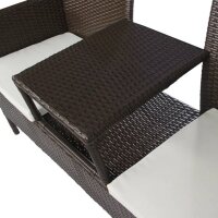 vidaXL 2-Sitzer-Gartensofa mit Teetisch Poly Rattan Braun