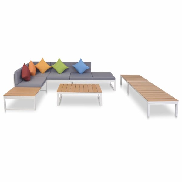 vidaXL 5-tlg. Garten-Lounge-Set mit Auflagen Aluminium und WPC