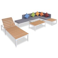 vidaXL 5-tlg. Garten-Lounge-Set mit Auflagen Aluminium...