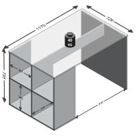 FMD Schreibtisch mit Regal 117×73×75 cm...