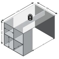 FMD Schreibtisch mit Regal 117&times;73&times;75 cm Wei&szlig;