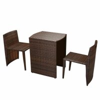 vidaXL 3-tlg. Bistro-Set mit Auflagen Poly Rattan Braun