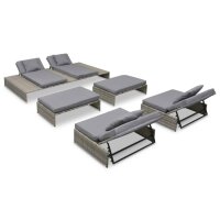 vidaXL 5-tlg. Garten-Lounge-Set mit Auflagen Poly Rattan...