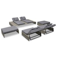 vidaXL 5-tlg. Garten-Lounge-Set mit Auflagen Poly Rattan Grau