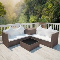 vidaXL 4-tlg. Garten-Lounge-Set mit Auflagen Poly Rattan...