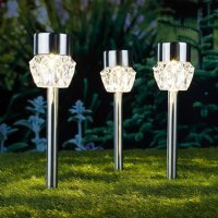 HI Solar LED Garten-Wegeleuchten 3 Stk. Kristall