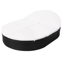 vidaXL Outdoor-Loungebett mit Kissen Poly Rattan Schwarz