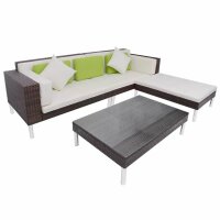 vidaXL 4-tlg. Garten-Lounge-Set mit Auflagen Poly Rattan Braun