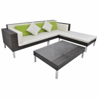 vidaXL 4-tlg. Garten-Lounge-Set mit Auflagen Poly Rattan Braun