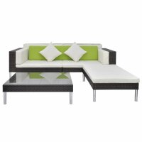 vidaXL 4-tlg. Garten-Lounge-Set mit Auflagen Poly Rattan Braun