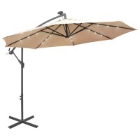 vidaXL Sonnenschirm Ampelschirm mit LED-Beleuchtung 300 cm Metallmast