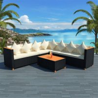 vidaXL 5-tlg. Garten-Lounge-Set mit Auflagen Poly Rattan...