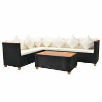 vidaXL 4-tlg. Garten-Lounge-Set mit Auflagen Poly Rattan Schwarz