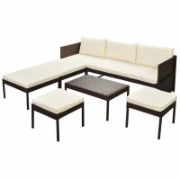 vidaXL 6-tlg. Garten-Lounge-Set mit Auflagen Poly Rattan...