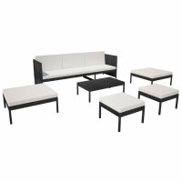 vidaXL 6-tlg. Garten-Lounge-Set mit Auflagen Poly Rattan Schwarz