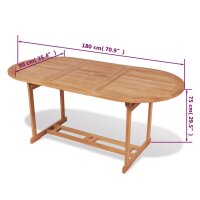 vidaXL Gartentish 180x90x75 cm Teak Massivholz