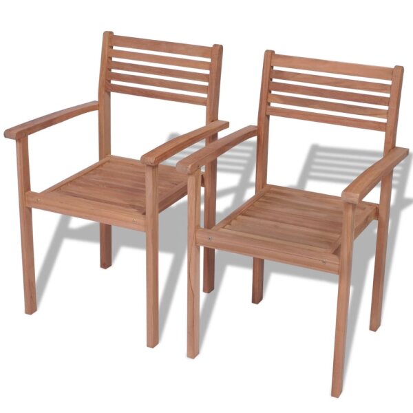 vidaXL Stapelbare Gartenst&uuml;hle 2 Stk. Massivholz Teak