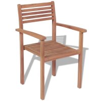 vidaXL Stapelbare Gartenst&uuml;hle 2 Stk. Massivholz Teak