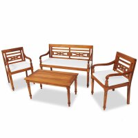 vidaXL 4-tlg. Garten-Lounge-Set mit Auflagen Massivholz Teak