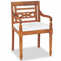 vidaXL Batavia-St&uuml;hle 2 Stk. mit Polstern Massivholz Teak