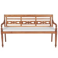 vidaXL Batavia Gartenbank mit Polstern 150 cm Teak