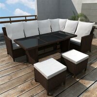 vidaXL 4-tlg. Garten-Lounge-Set mit Auflagen Poly Rattan...