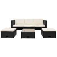 vidaXL 4-tlg. Garten-Lounge-Set mit Auflagen Poly Rattan Schwarz