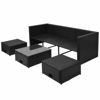 vidaXL 4-tlg. Garten-Lounge-Set mit Auflagen Poly Rattan Schwarz