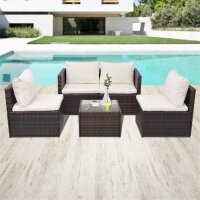 vidaXL 5-tlg. Garten-Lounge-Set mit Auflagen Poly Rattan...