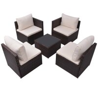 vidaXL 5-tlg. Garten-Lounge-Set mit Auflagen Poly Rattan Braun