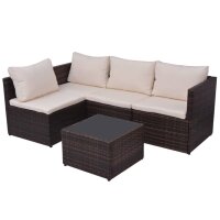 vidaXL 5-tlg. Garten-Lounge-Set mit Auflagen Poly Rattan Braun